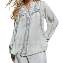 Load image into Gallery viewer, Vintage Washed Floral Embroidered Blouse
