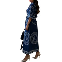 Load image into Gallery viewer, Printed Tie Waist Shirt Dress

