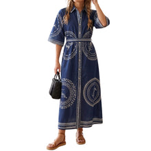 Load image into Gallery viewer, Printed Tie Waist Shirt Dress
