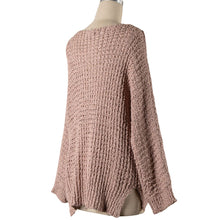 Load image into Gallery viewer, V Neck Ribbed Cable Knit Sweater Blush
