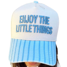 Load image into Gallery viewer, Enjoy the Little Things - Blue Stripe Vintage Trucker Hat
