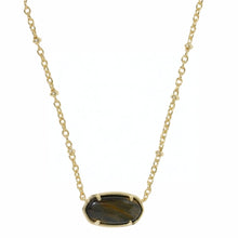 Load image into Gallery viewer, Kendra Scott Tiger Striped Elisa Gold Pendant Necklace Dark Brown Hawk's Eye
