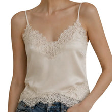 Load image into Gallery viewer, Cream Lace Satin Tank
