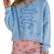 Load image into Gallery viewer, Take Me Away To Where the Palm Trees Sway Crop Sweatshirt

