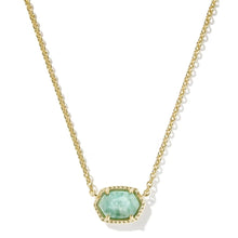 Load image into Gallery viewer, Daphne Teal Gold Frame Short Pendant Necklace
