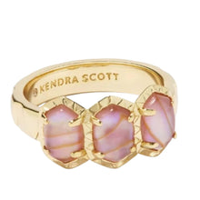 Load image into Gallery viewer, Kendra Scott Daphne Gold Band Ring in Light Pink Iridescent Abalone
