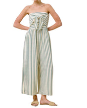 Load image into Gallery viewer, Striped Coastal Tie-Front Strapless Jumpsuit
