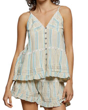 Load image into Gallery viewer, Floral Cotton Pintuck Ruffle Button Down Cami Top
