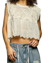 Load image into Gallery viewer, Round Neck Sleeveless Zigzag Border Detail Crochet Top
