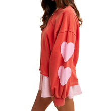Load image into Gallery viewer, Heart Patch Sleeve Mineral Wash Pullover
