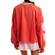 Load image into Gallery viewer, Heart Patch Sleeve Mineral Wash Pullover
