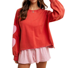 Load image into Gallery viewer, Heart Patch Sleeve Mineral Wash Pullover
