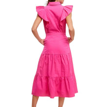 Load image into Gallery viewer, Shoulder Ruffle Button-Down Midi Dress
