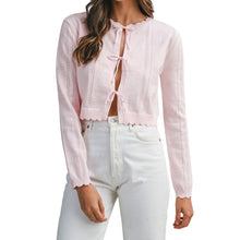 Load image into Gallery viewer, Pink Pointelle Knitted Cardigan
