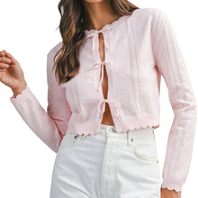 Load image into Gallery viewer, Pink Pointelle Knitted Cardigan
