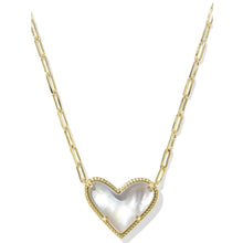 Load image into Gallery viewer, Kendra Scott Ari Heart Statement Short Pendant in Gold Ivory MOP
