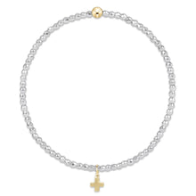Load image into Gallery viewer, enewton EXTENDS bright silver faceted hematite 2mm bead bracelet - signature cross gold charm
