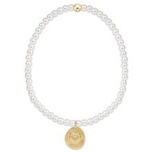 Load image into Gallery viewer, enewton classic pearl 3mm bead bracelet - inspire love small gold charm
