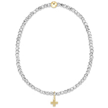 Load image into Gallery viewer, enewton silver faceted hematite 2mm bead bracelet - signature cross gold charm
