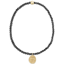 Load image into Gallery viewer, enewton faceted hematite 2mm bead bracelet - inspire small gold charm
