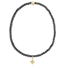 Load image into Gallery viewer, enewton faceted hematite 2mm bead bracelet - signature cross gold charm
