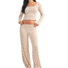 Load image into Gallery viewer, Teddy Bear Print Pointelle Lounge Set
