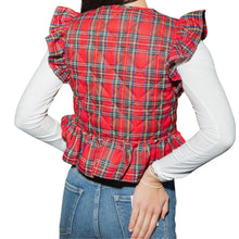 Load image into Gallery viewer, Red Plaid Ruffled Tie Front Vest

