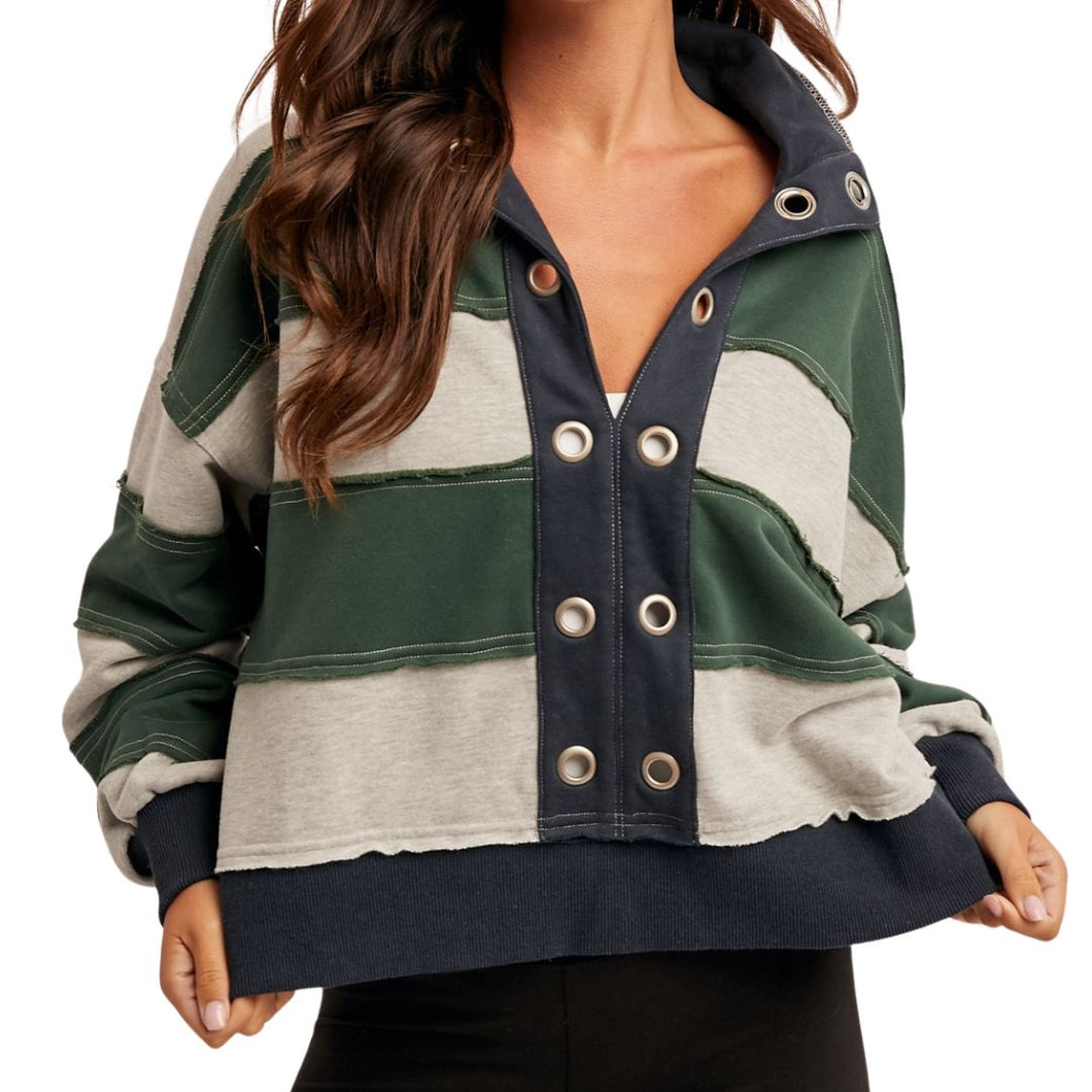 Brushed French Terry Crop Pullover