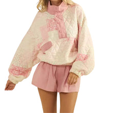 Load image into Gallery viewer, Textured Contrast Printed Quarterzip Sweater
