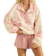 Load image into Gallery viewer, Textured Contrast Printed Quarterzip Sweater
