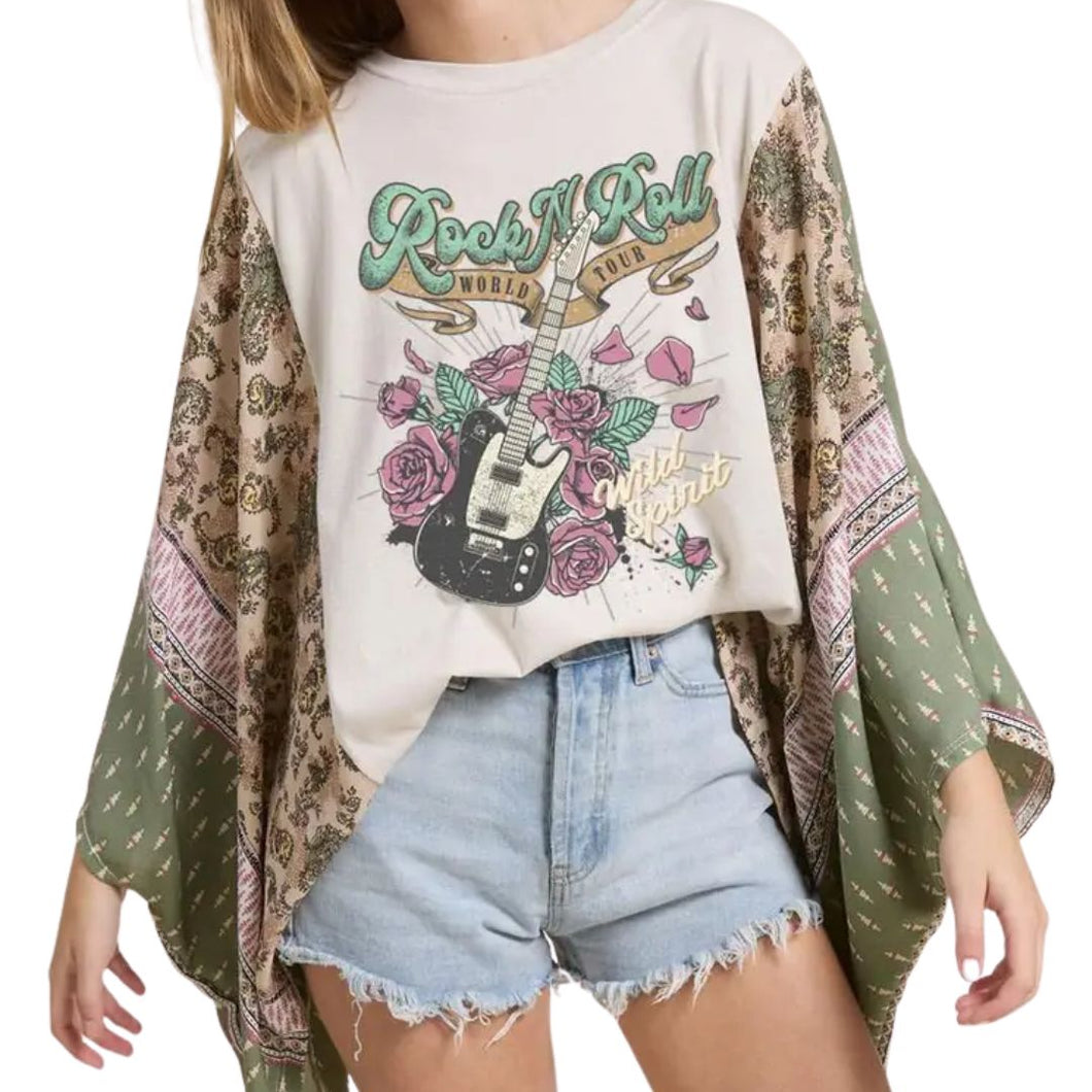 Rock N Roll World Tour Graphic Kantha Top