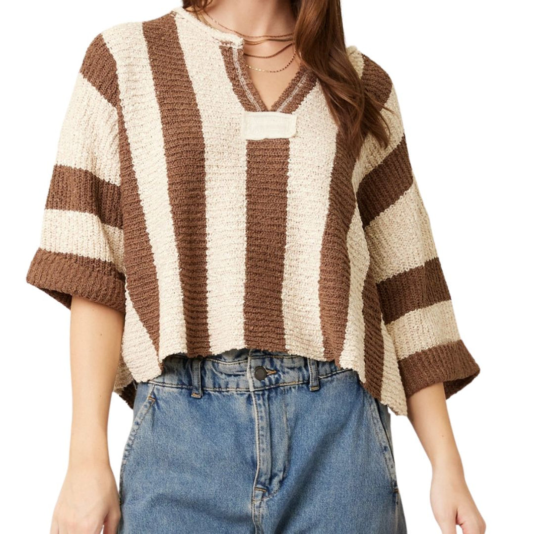 Vertical Striped Sweater Brown