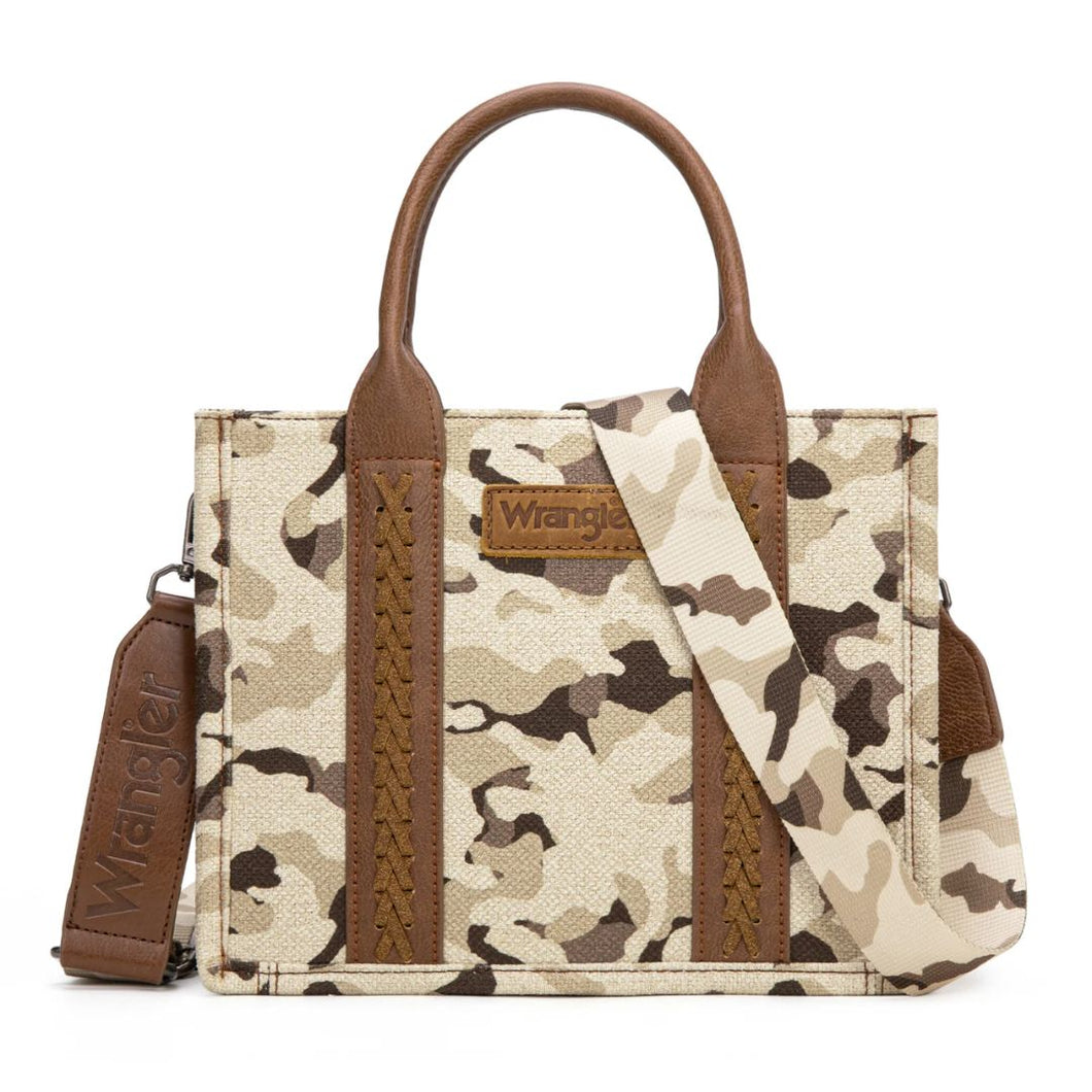 Wrangler Camo Print Concealed Carry Tote/Crossbody -Brown