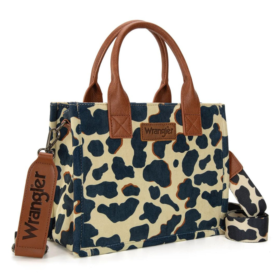 Wrangler Cow Print Concealed Carry Tote/Crossbody -Brown