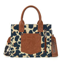 Load image into Gallery viewer, Wrangler Cow Print Concealed Carry Tote/Crossbody -Brown
