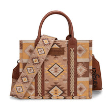 Load image into Gallery viewer, Wrangler Aztec Pattern Dual Sided Print -Tote/Crossbody - Light Brown

