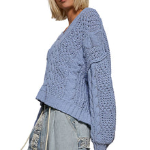 Load image into Gallery viewer, V-Neck Chenille Cable Knit Sweater
