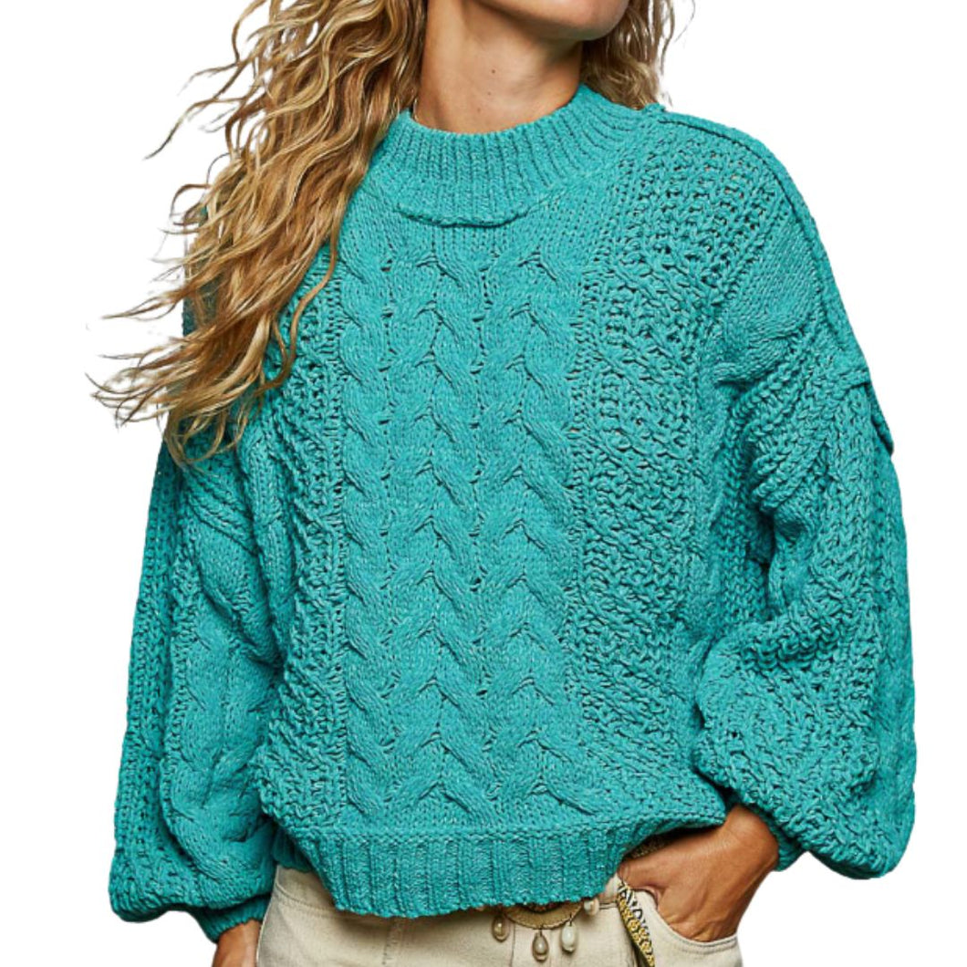 Mockneck Chenille Pullover Sweater