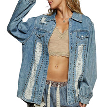 Load image into Gallery viewer, Distressed Denim Shacket
