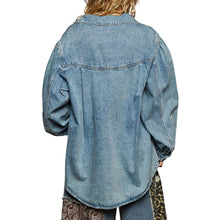 Load image into Gallery viewer, Distressed Denim Shacket
