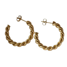 Load image into Gallery viewer, GOLD MEDIUM TWIST HOOPS
