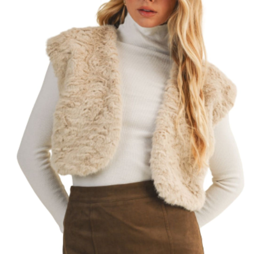 Wavy Faux Fur Bolero Vest