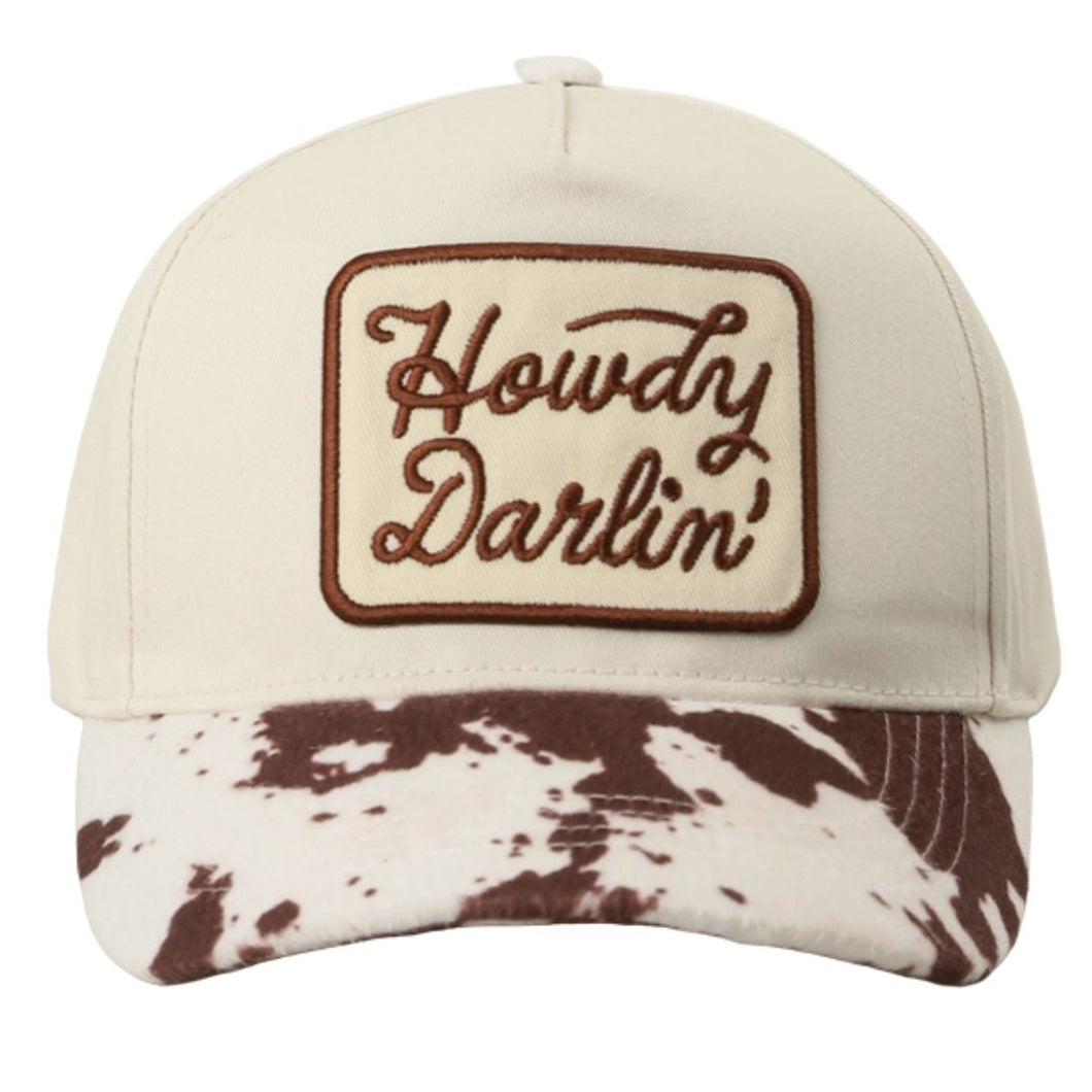 Howdy Darlin' Cow Print Trucker Hat