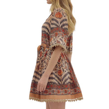 Load image into Gallery viewer, Botanical Print Belted Mini Dress - Charcoal
