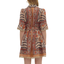 Load image into Gallery viewer, Botanical Print Belted Mini Dress - Charcoal
