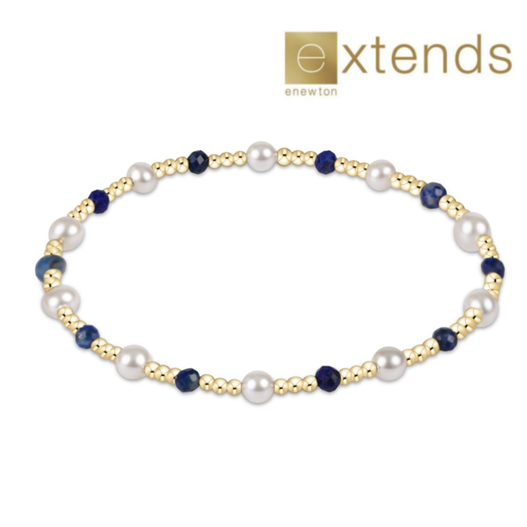 Extends Pearl Sincerity Pattern 4mm Bead Bracelet in Lapis/Gold
