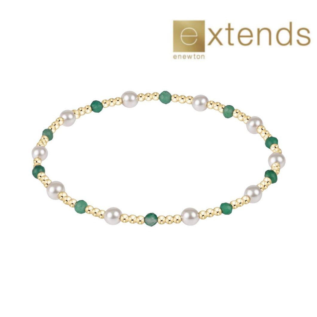 Extends - Pearl Sincerity Pattern 4mm Bead Bracelet - Green Onyx