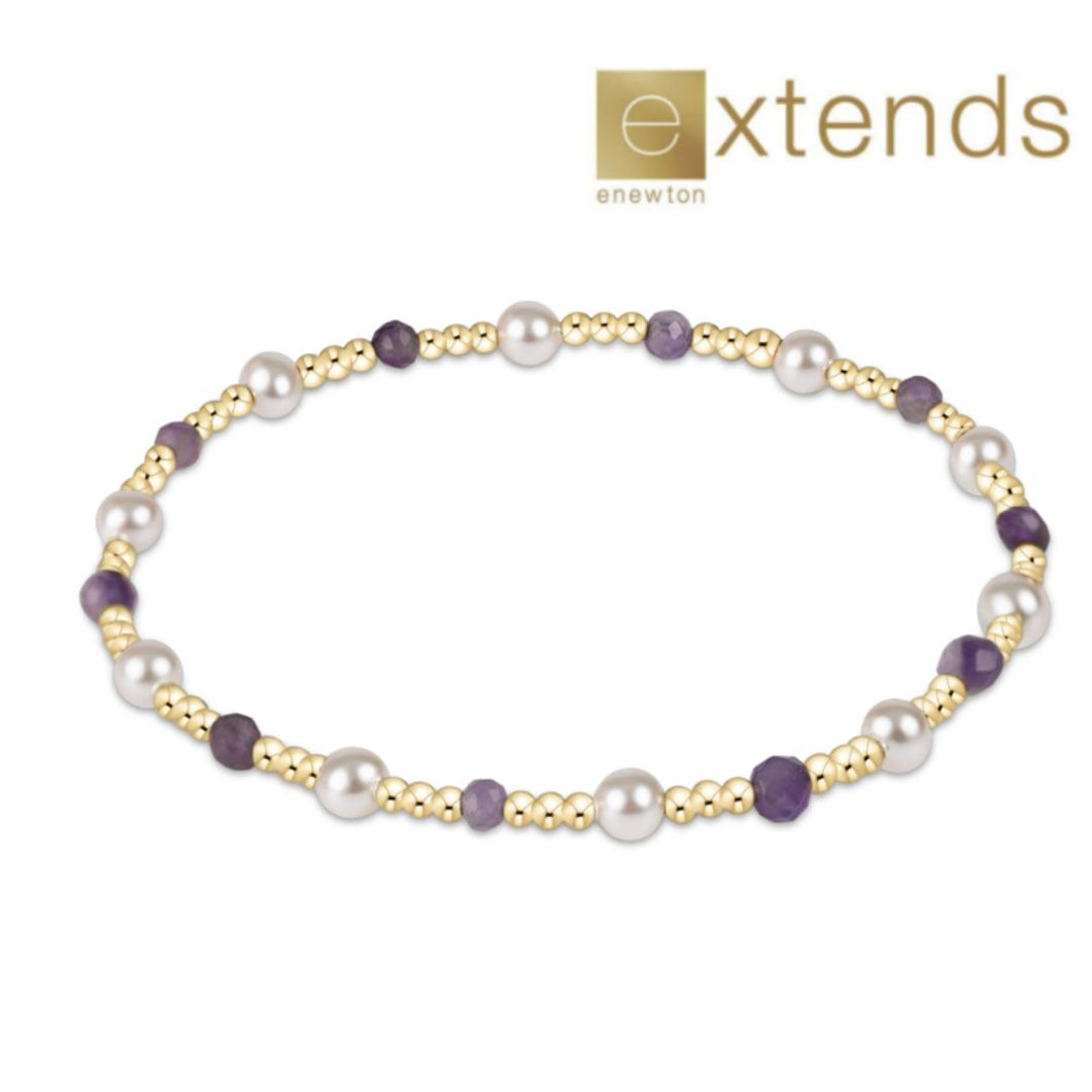Extends Pearl Sincerity Pattern 4mm Bead Bracelet in Amethyst/Gold