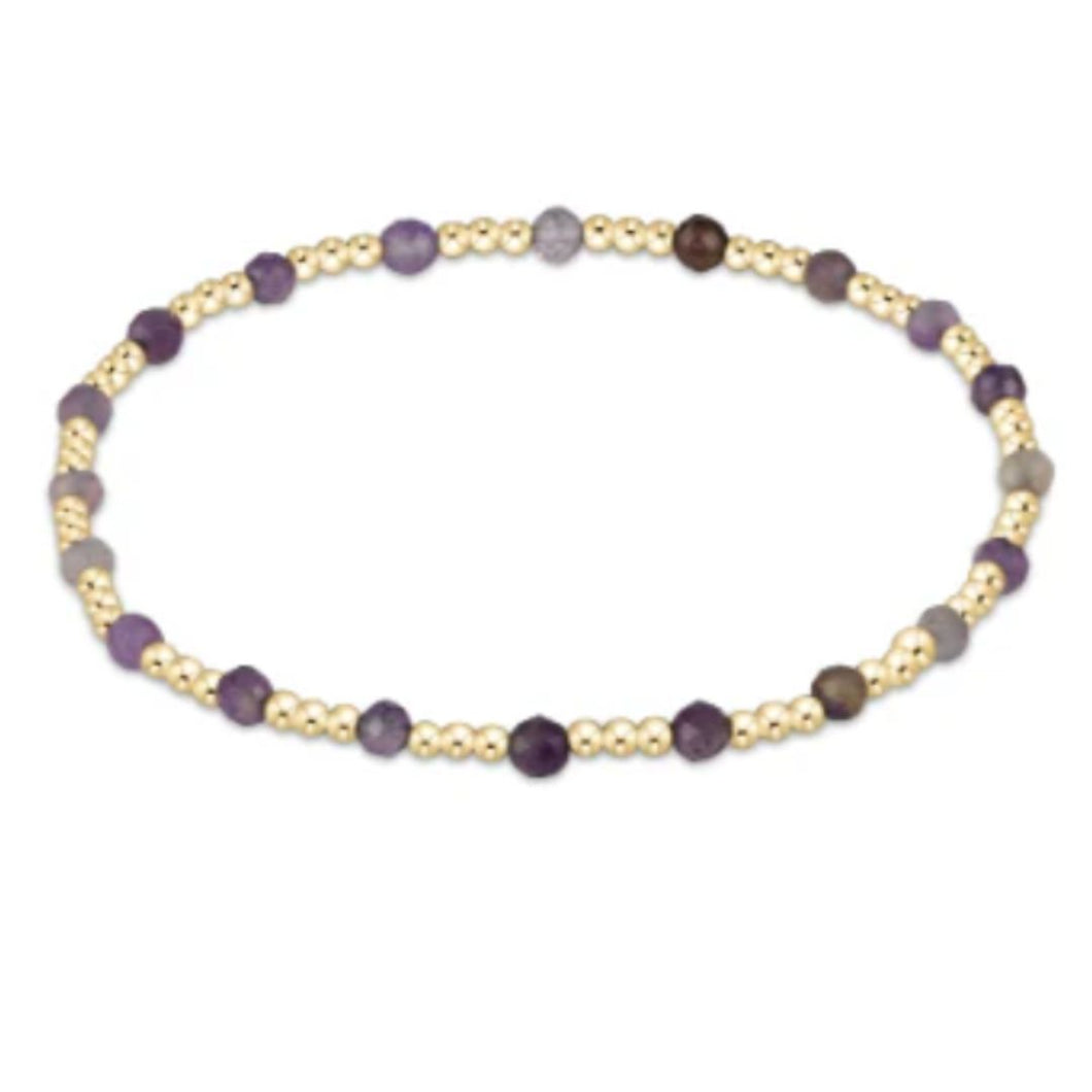 egirl Gemstone Gold Sincerity Pattern 3mm Bead Bracelet - Amethyst
