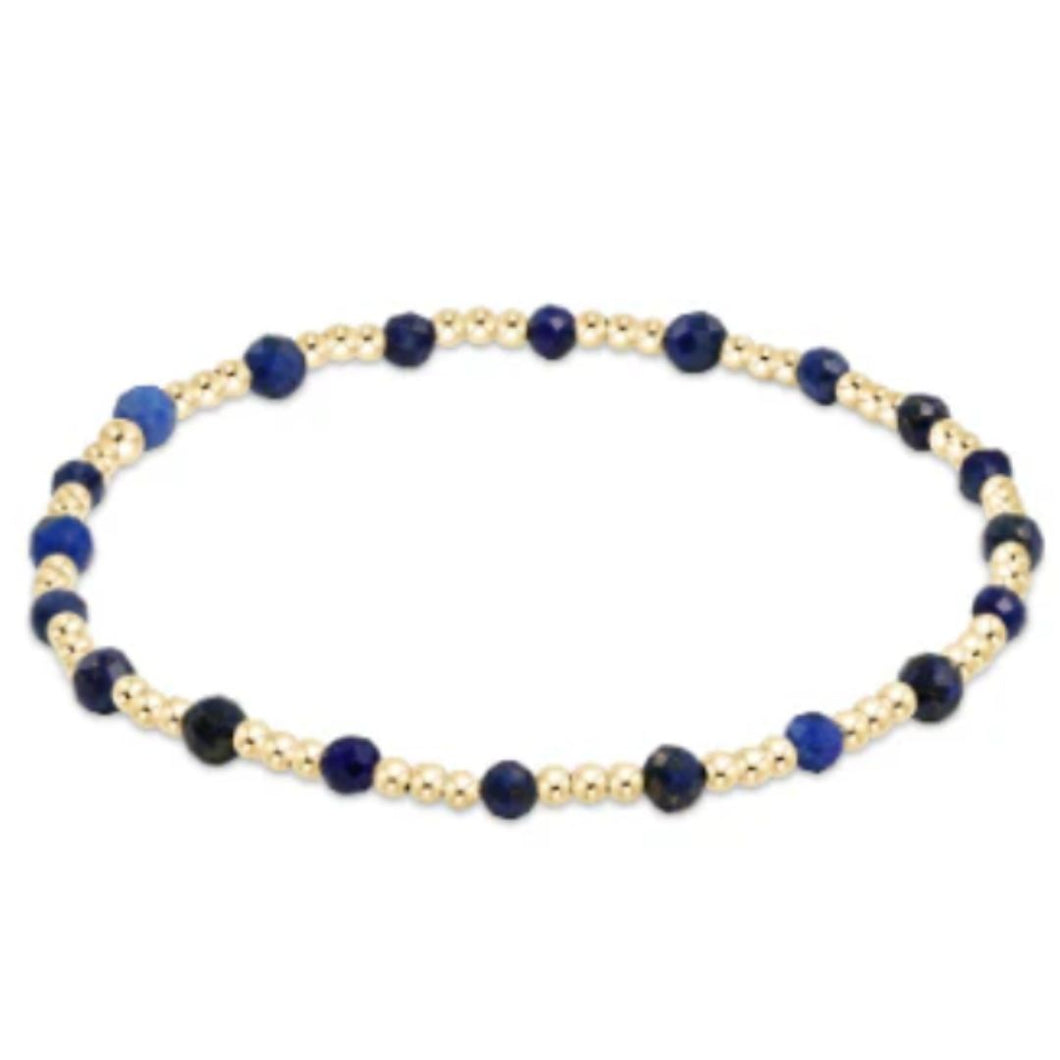 egirl Gemstone Gold Sincerity Pattern 3mm Bead Bracelet - Lapis